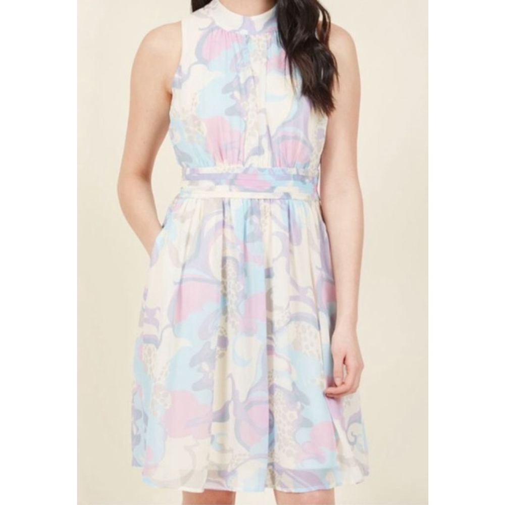 Modcloth Windy City Pastel Print Sleeveless Dress 1X (7423)